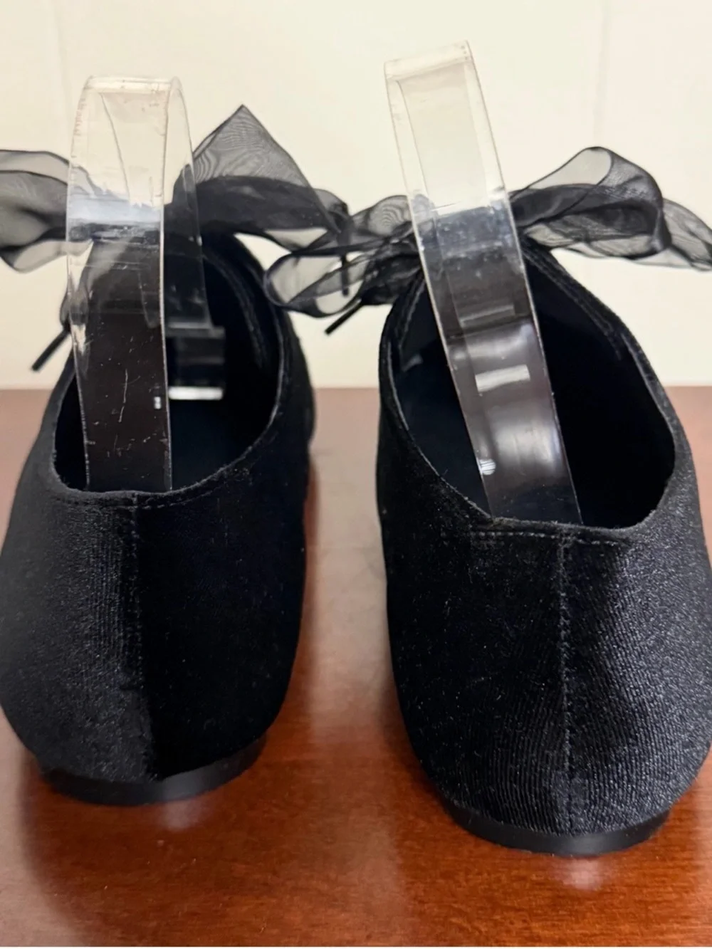 Lively Ghosts x Strange Cvlt NIGHTFALL FLATS Black Velvet Rose Lace-Up Oxfords - Picture 5 of 9